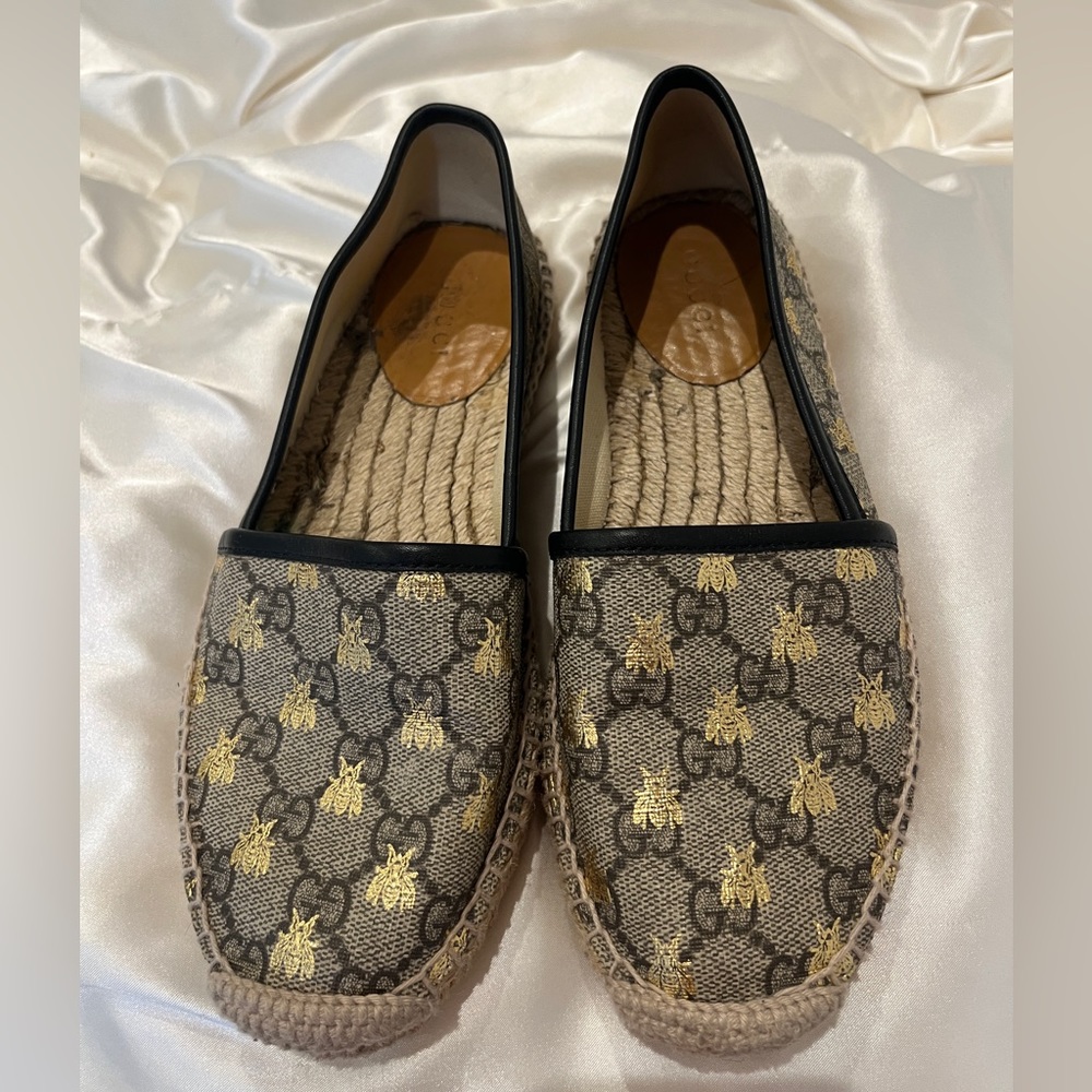 Gucci Gold Bee Espadrille